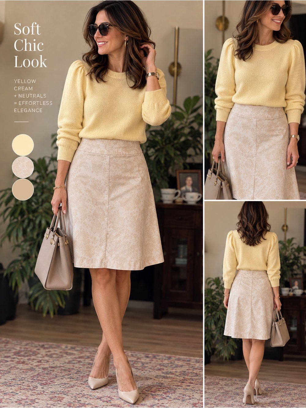 GAP Cream Floral A-Line Skirt with Neutral Tone